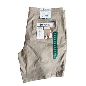 Sperry Mens Vintage Wash Flex Cotton Shorts Khaki Tan 40 SP645SAM-3RS 8 Inseam